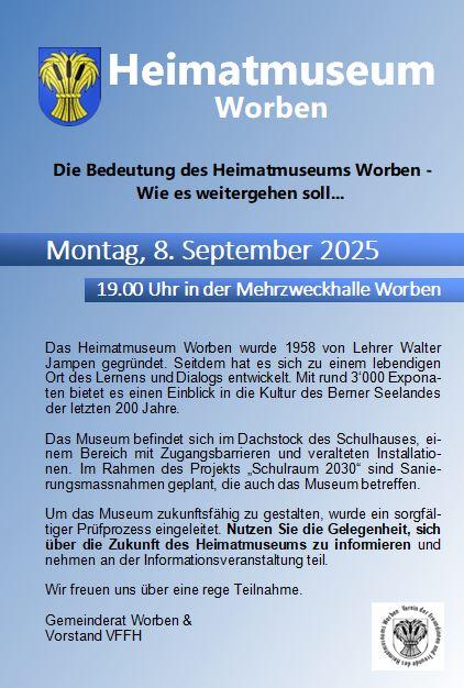 Einladung zum Informationsanlass Heimatmuseum Worben 