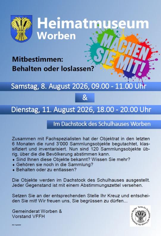 Heimatmuseum Mitbestimmen: Behalten oder loslassen?